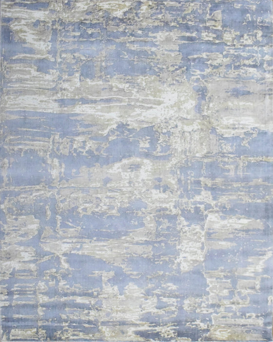 8x10 Rug, Blue and Brown Rug, Modern Abstract Hand loom Printed Viscose Area Rug