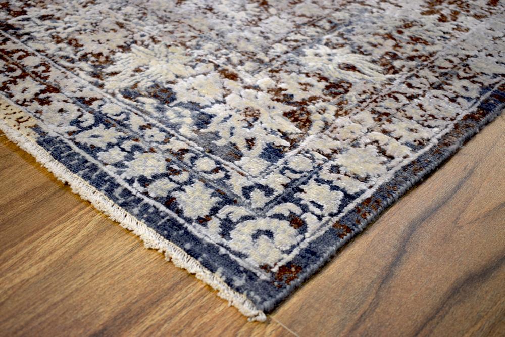 Charcoal, Beige and Ivory 8'x10' Rug Handmade Hand-Spun Wool and silk Area Rug | The Rug Decor | TRD1793810