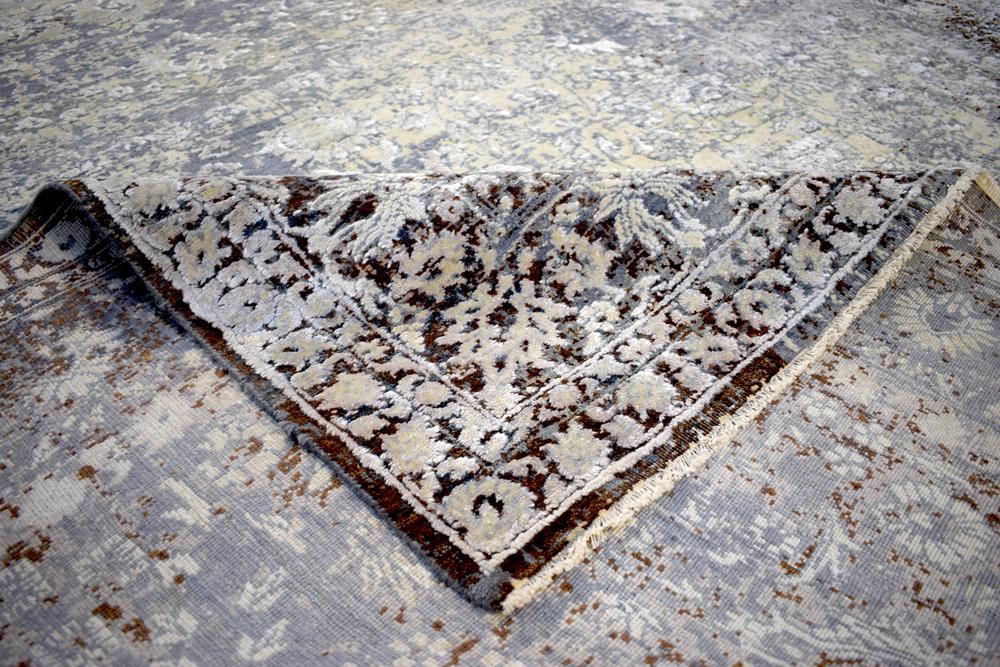 Charcoal, Beige and Ivory 8'x10' Rug Handmade Hand-Spun Wool and silk Area Rug | The Rug Decor | TRD1793810