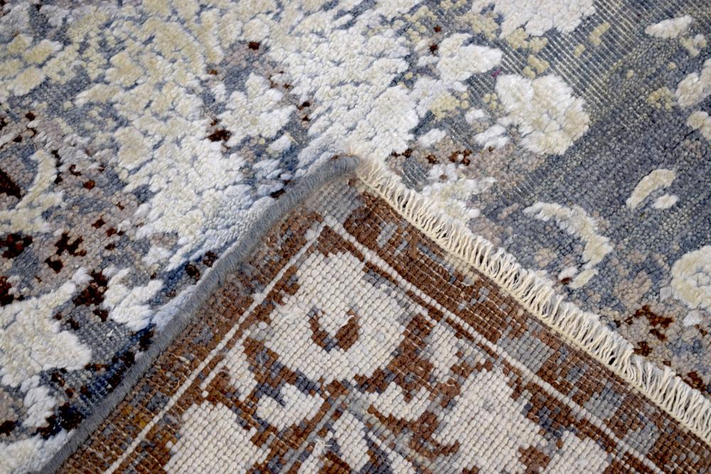 Charcoal, Beige and Ivory 8'x10' Rug Handmade Hand-Spun Wool and silk Area Rug | The Rug Decor | TRD1793810