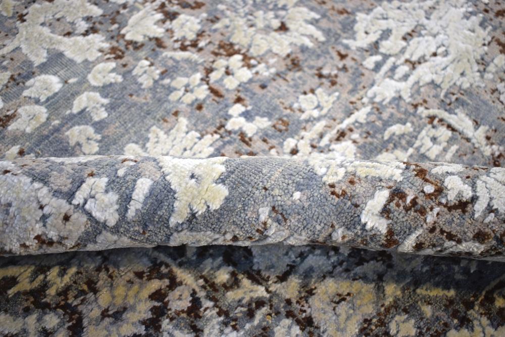 Charcoal, Beige and Ivory 8'x10' Rug Handmade Hand-Spun Wool and silk Area Rug | The Rug Decor | TRD1793810