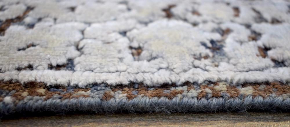 Charcoal, Beige and Ivory 8'x10' Rug Handmade Hand-Spun Wool and silk Area Rug | The Rug Decor | TRD1793810