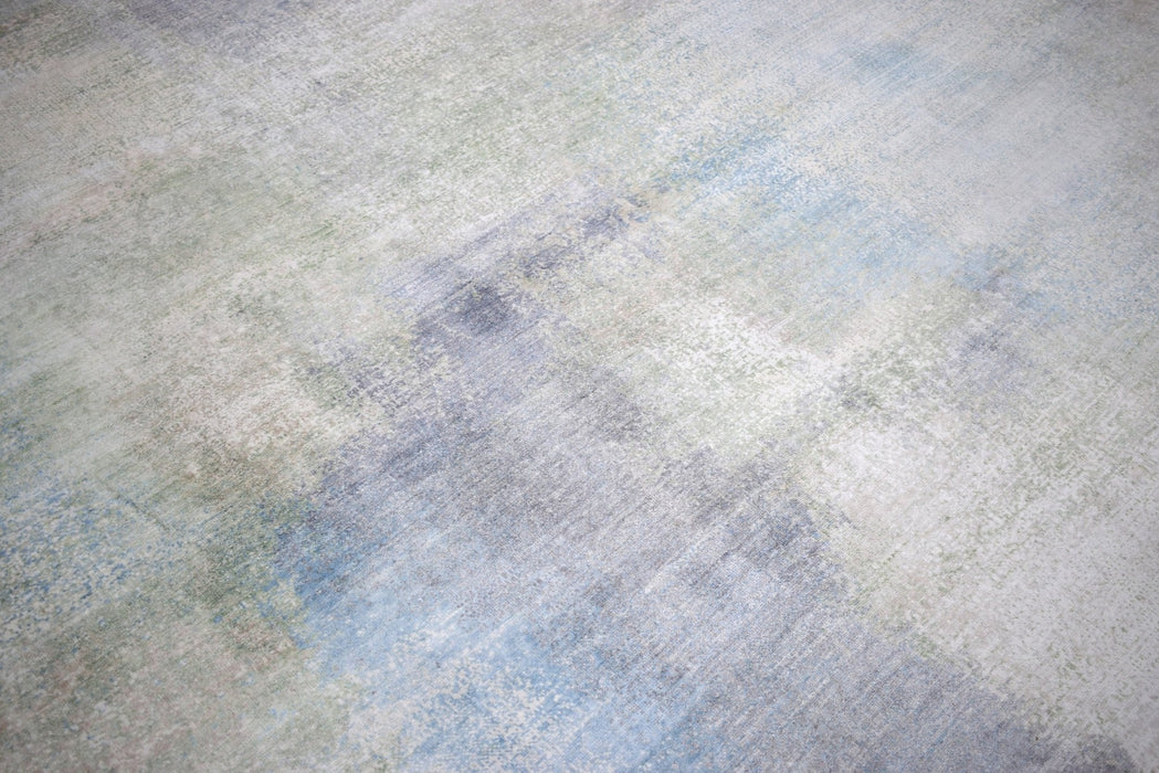 8x10 Rug | Modern Abstract Handmade with Bamboo Silk Blue Area Rug | TRD1750810