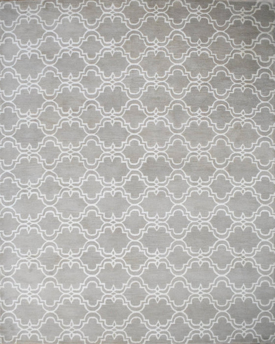 Modern Geometric hand Tufted Brown and Beige Wool Area Rug