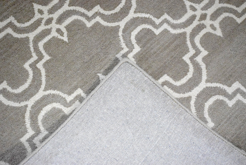 Modern Geometric hand Tufted Brown and Beige Wool Area Rug