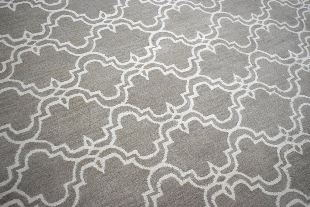 Modern Geometric hand Tufted Brown and Beige Wool Area Rug