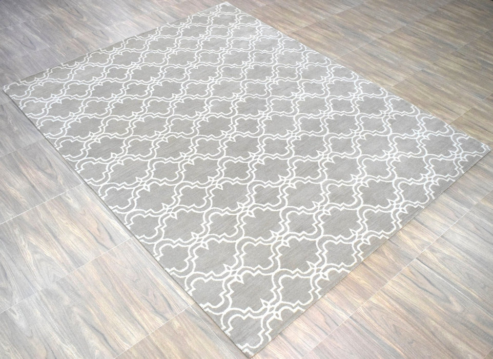 Modern Geometric hand Tufted Brown and Beige Wool Area Rug