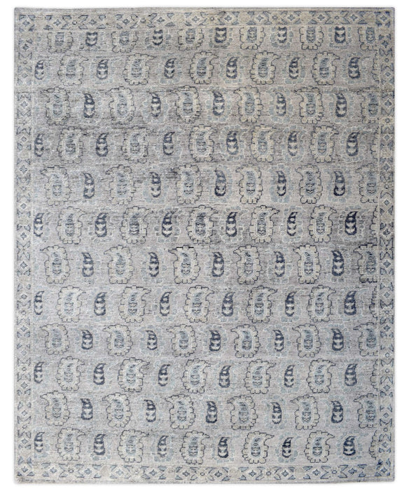 Silver and Charcoal 8'x10' Rug | Modern Handmade Wool Area Rug | The Rug Decor |TRD2142810