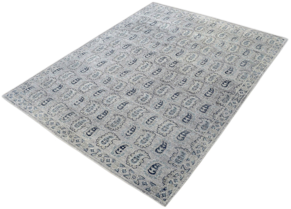 Silver and Charcoal 8'x10' Rug | Modern Handmade Wool Area Rug | The Rug Decor |TRD2142810