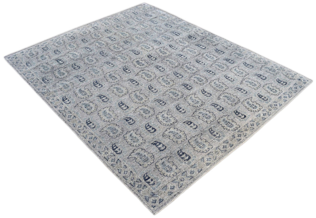 Silver and Charcoal 8'x10' Rug | Modern Handmade Wool Area Rug | The Rug Decor |TRD2142810
