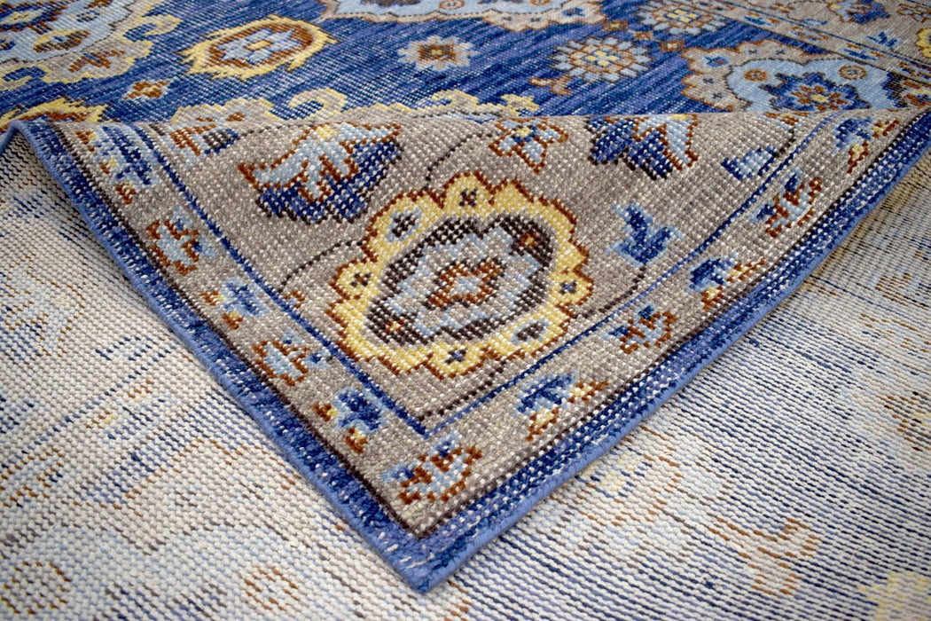 Blue and Camel 8'x10' Rug | Modern Handmade Wool Area Rug | The Rug Decor | TRD2157810