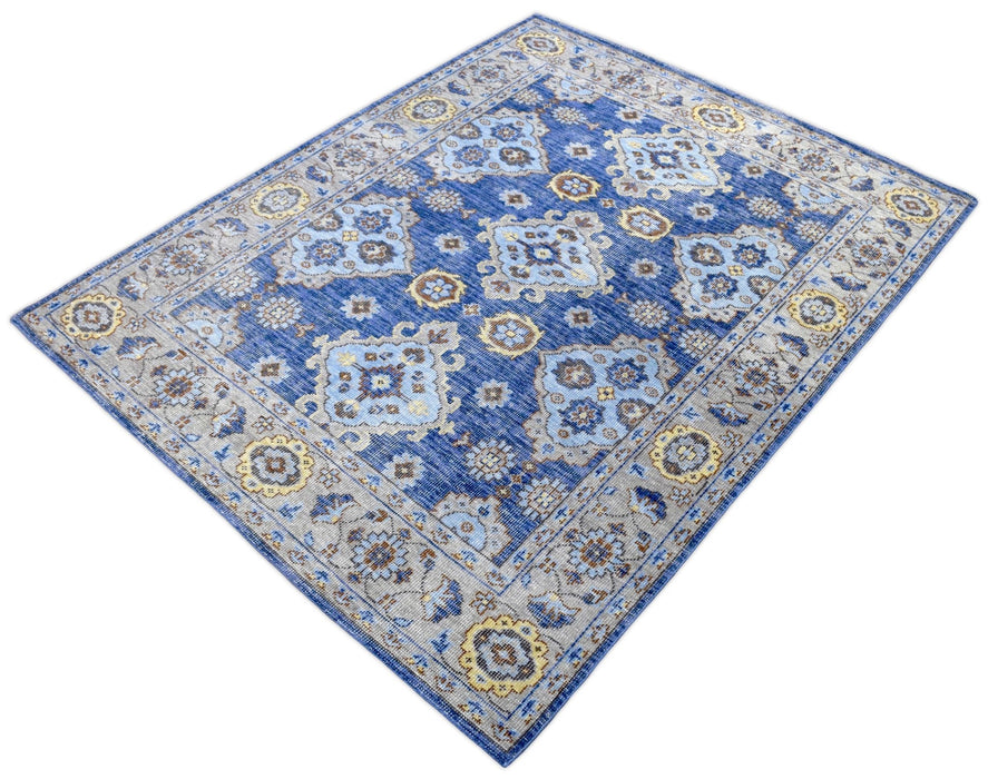 Blue and Camel 8'x10' Rug | Modern Handmade Wool Area Rug | The Rug Decor | TRD2157810