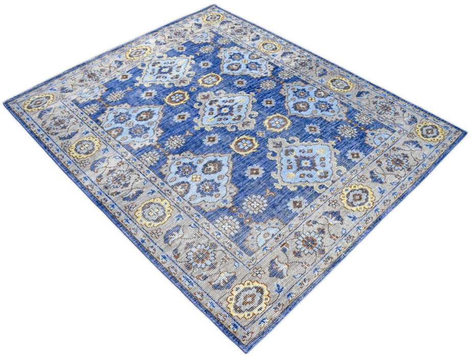 Blue and Camel 8'x10' Rug | Modern Handmade Wool Area Rug | The Rug Decor | TRD2157810
