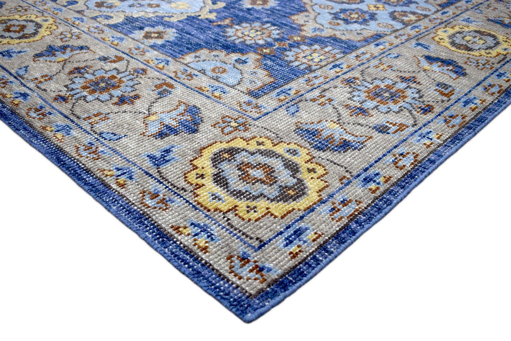 Blue and Camel 8'x10' Rug | Modern Handmade Wool Area Rug | The Rug Decor | TRD2157810