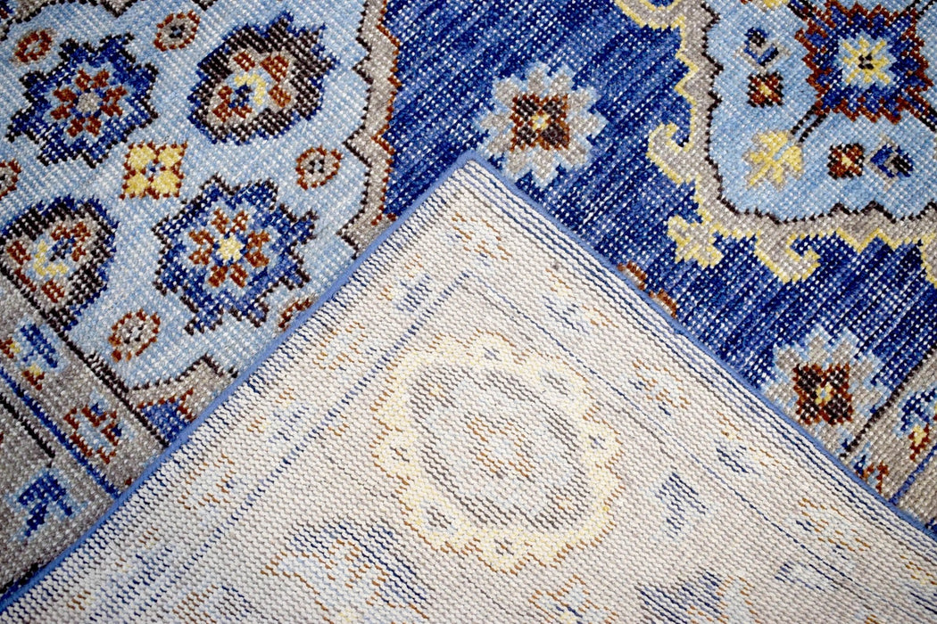 Blue and Camel 8'x10' Rug | Modern Handmade Wool Area Rug | The Rug Decor | TRD2157810