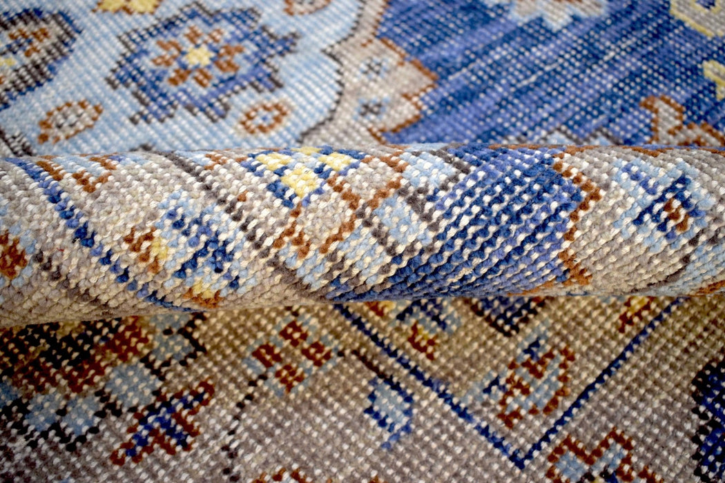 Blue and Camel 8'x10' Rug | Modern Handmade Wool Area Rug | The Rug Decor | TRD2157810