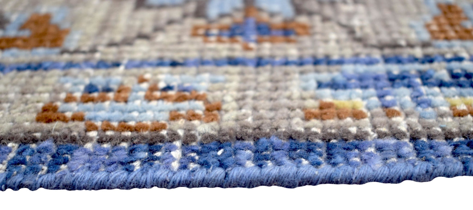 Blue and Camel 8'x10' Rug | Modern Handmade Wool Area Rug | The Rug Decor | TRD2157810