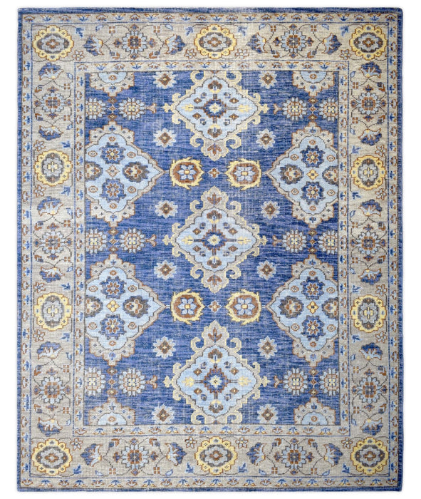 Blue and Camel 8'x10' Rug | Modern Handmade Wool Area Rug | The Rug Decor | TRD2157810
