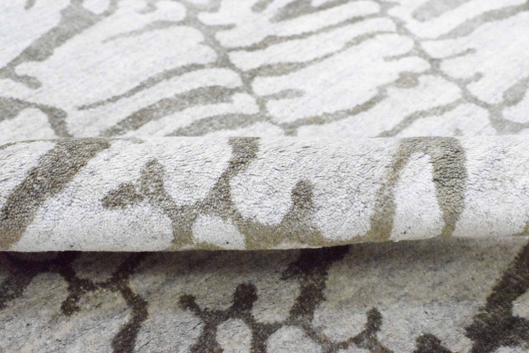 8x10 Rug, White and Brown Rug, Modern and Abstract Rug, Hand-loom Printed Viscose Area Rug | TRD020QT810