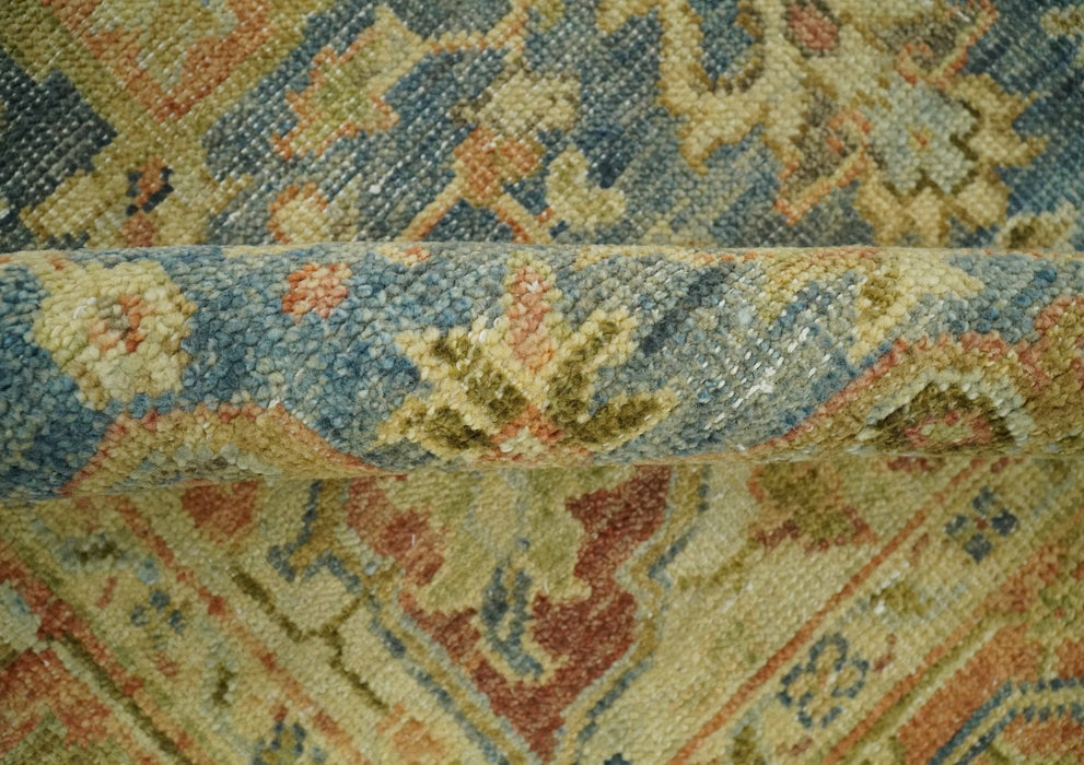 8x10 Rust, Gray and Beige Traditional Vintage Style Hand Knotted Wool Area Rug
