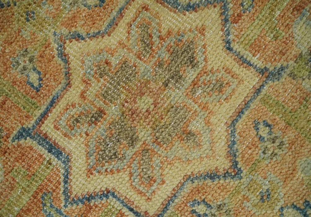 8x10 Rust, Gray and Beige Traditional Vintage Style Hand Knotted Wool Area Rug