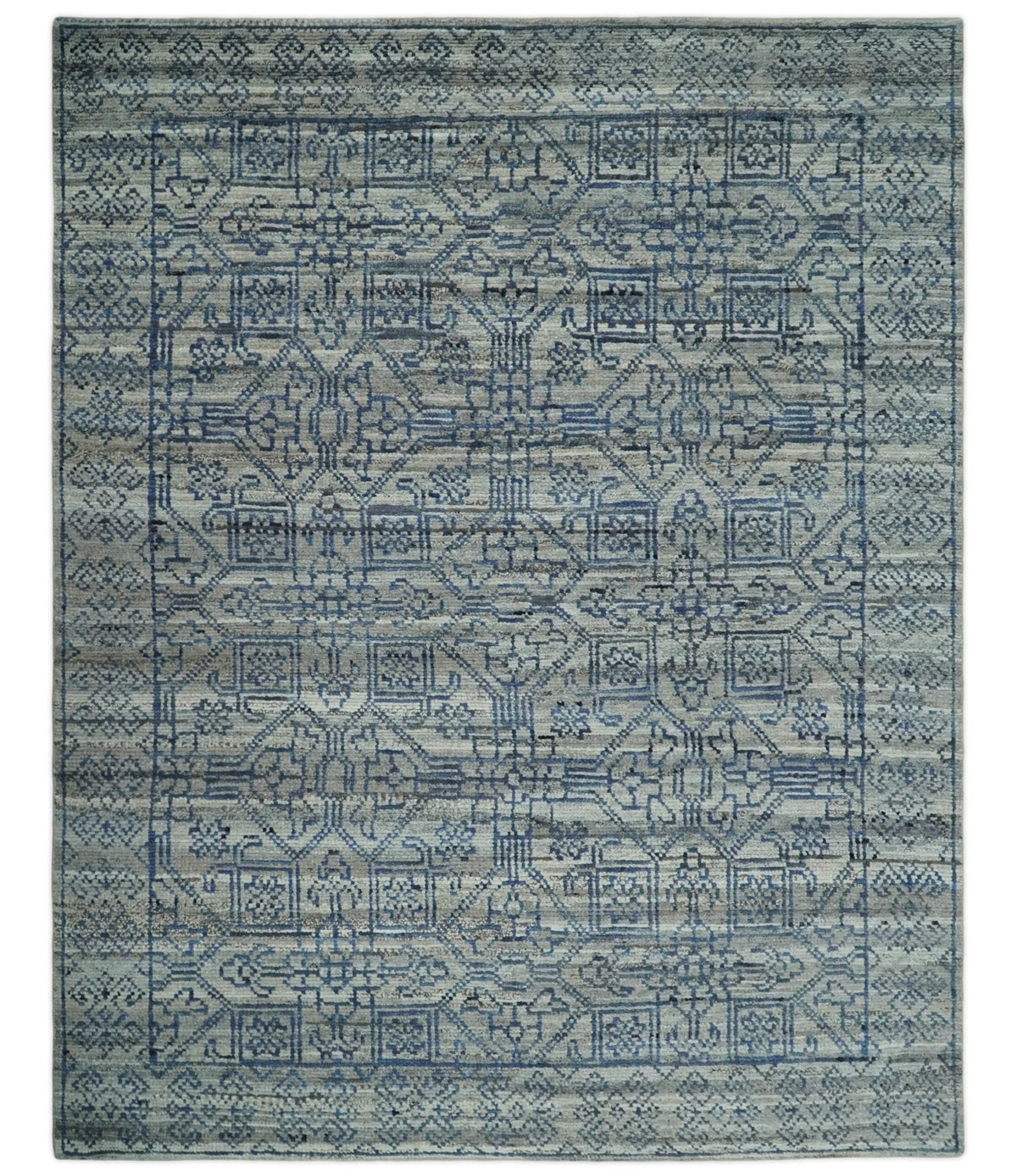 8x10 Silver, Gray and Blue Traditional Persian Minimal Area Rug | TRD4 ...