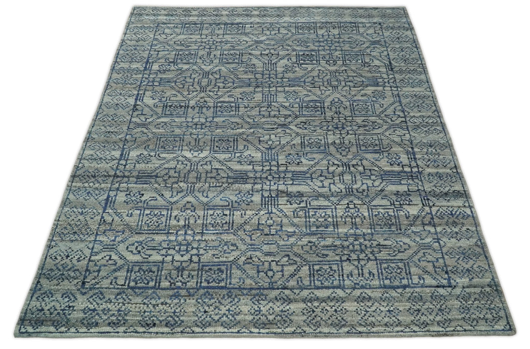 8x10 Silver, Gray and Blue Traditional Persian Minimal Area Rug | TRD43580810
