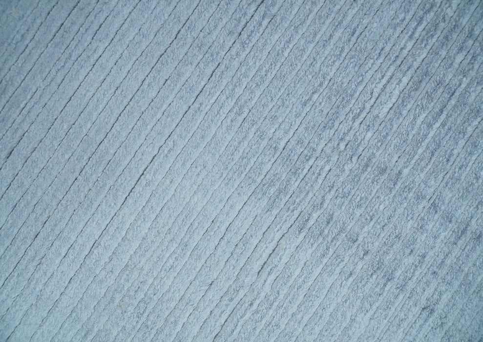 8x10 Solid Plain Blue, Silver Hand Loomed Modern Scandinavian Art Silk Loop Cut Area Rug