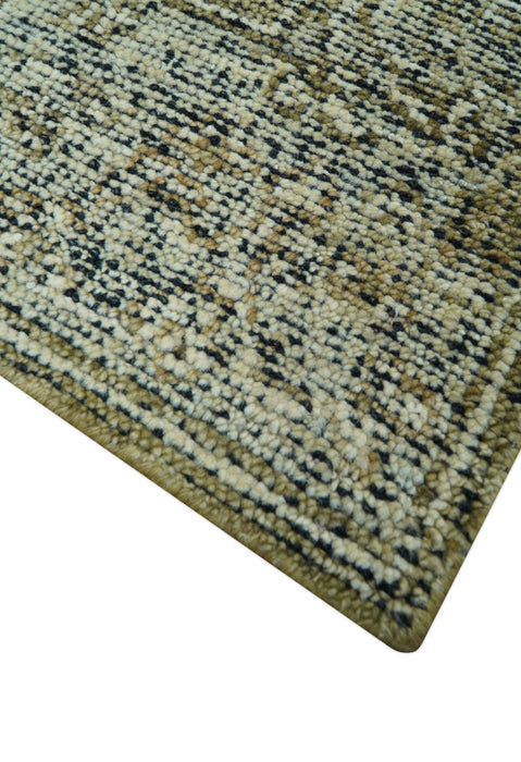 Custom Made Traditional Design Olive Hand Knotted Wool Area Rug