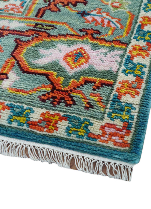 Traditional Medallion Design Blue Hand knotted 8x10 Wool Area Rug