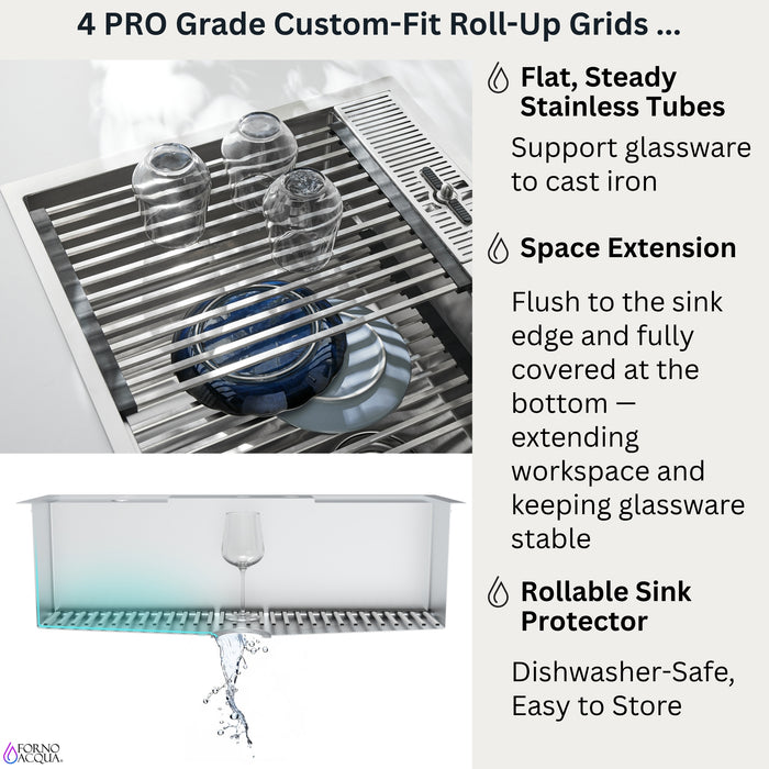 FORNO ACQUA 33 in. Drop-In/Undermount MultiSINK Workstation Sink with Waterfall Faucet & Glass Rinser