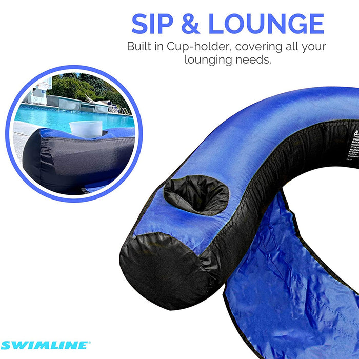 SWIMLINE ORIGINAL Fabric Covered U-Seat Inflatable Pool Float Lounger Sling Seat