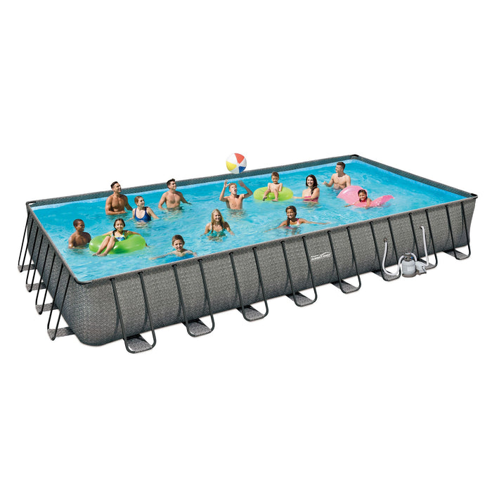 Summer Waves 24ft x 12ft x 52in Rectangle Above Ground Frame Swimming Pool Set