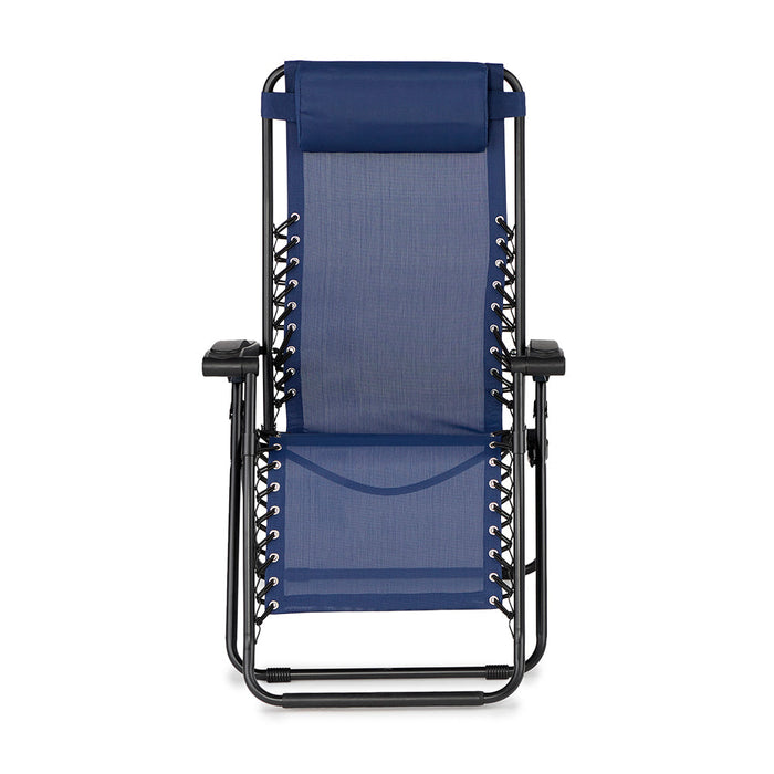 Caravan Canopy Infinity Zero Gravity Steel Frame Patio Deck Chair, Blue (2 Pack)