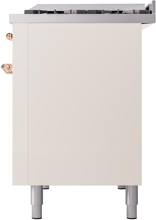 ILVE Nostalgie II 48" Dual Fuel Natural Gas Range in Antique White with Copper Trim, UP48FNMPAWP