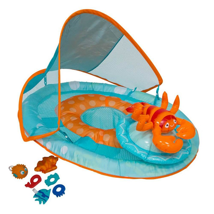 SwimWays Inflatable Baby Spring Pool Float Activity Center with Canopy, Lobster