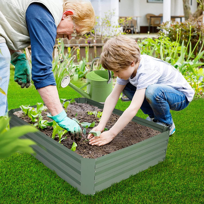 48"x36"x12" Raised Garden Bed Galvanized Planter Box Anti-Rust Coating Planting Vegetables Herbs and Flowers