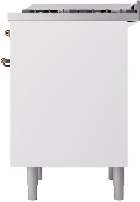 ILVE Nostalgie II 36" Dual Fuel Natural Gas Range in White with Bronze Trim, UP36FNMPWHB