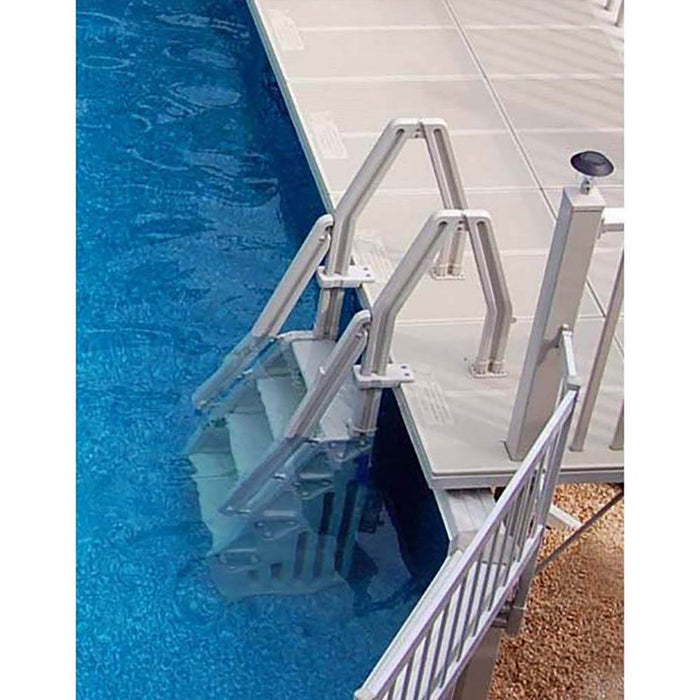 Vinyl Works Adjustable 24 Inch In-Pool Step Ladder for Above Ground Pools, White