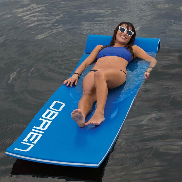 OBrien Foam Water Lounge 86 x 24 In. Pool or Lake Floating Lounger Pad Mat, Blue