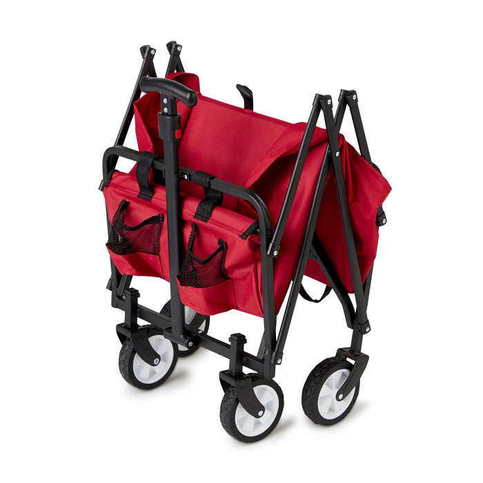 Seina Steel Compact Collapsible Folding Outdoor Portable Utility Cart in Red