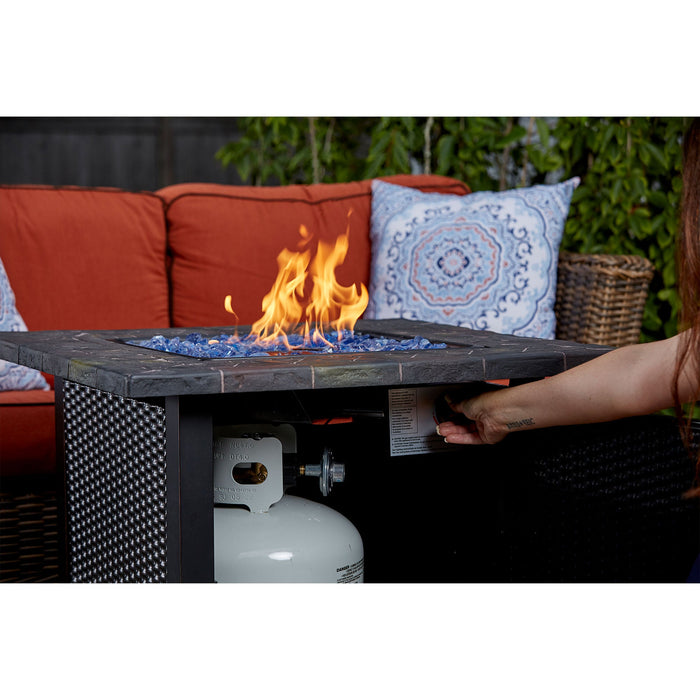 Endless Summer Gas Outdoor Fire Table w/Resin Mantel, Blue Fire Glass