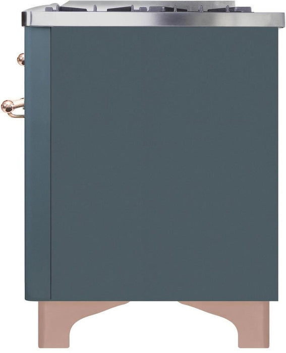 ILVE Majestic II 36" Dual Fuel Natural Gas Range in Blue Grey with Copper Trim, UM09FDNS3BGP