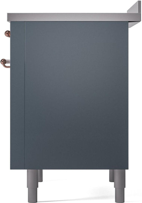 ILVE Nostalgie II 36" Induction Range with Element Stove and Electric Oven in Blue Grey with Copper Trim, UPI366NMPBGP