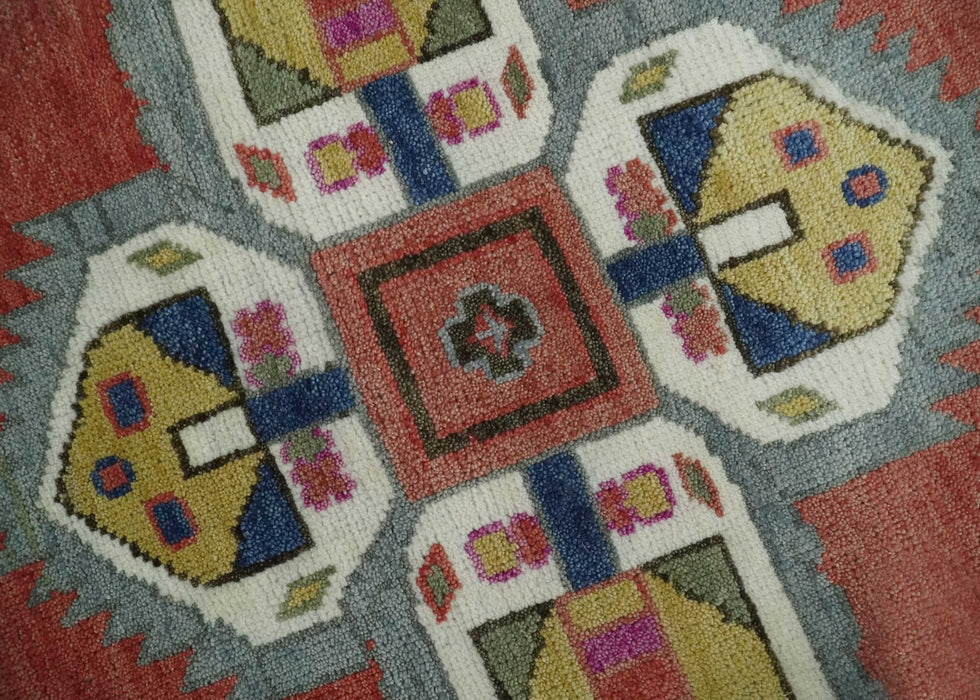 8x10, 9.5x12 and 10x14 Hand Knotted Dark Peach and Silver Traditional Wool Rug