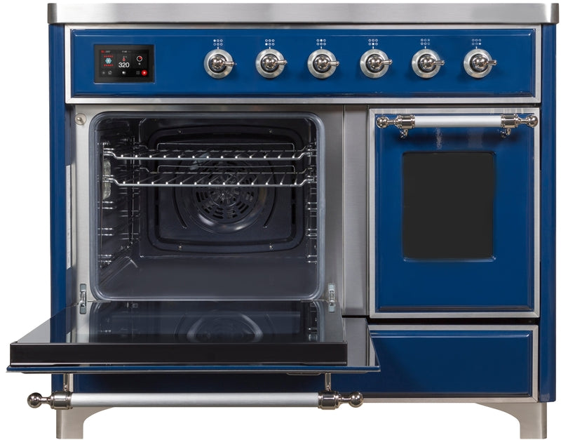 ILVE Majestic II 40" Induction Range with Element Stove and Electric Oven in Blue with Chrome Trim, UMDI10NS3MBC