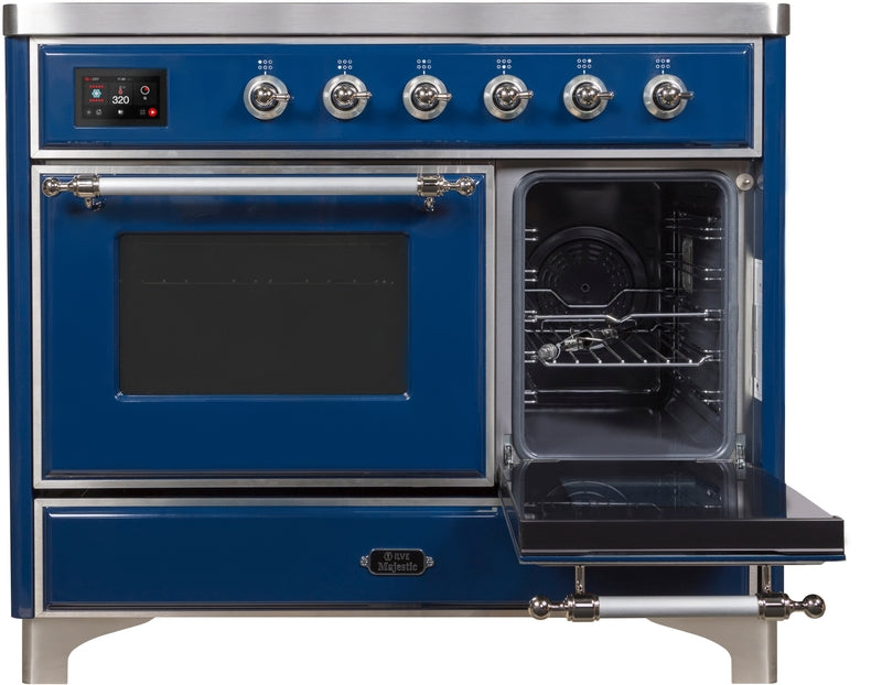 ILVE Majestic II 40" Induction Range with Element Stove and Electric Oven in Blue with Chrome Trim, UMDI10NS3MBC