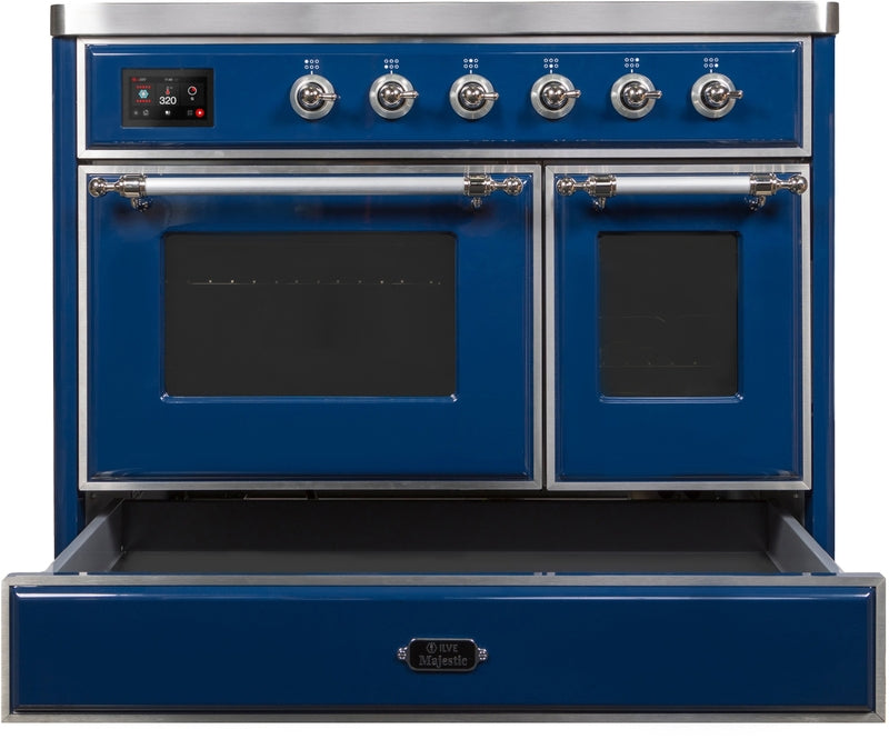 ILVE Majestic II 40" Induction Range with Element Stove and Electric Oven in Blue with Chrome Trim, UMDI10NS3MBC