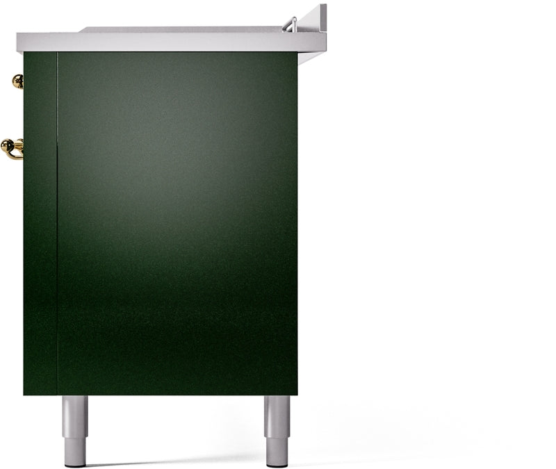 ILVE Nostalgie II 60" Dual Fuel Propane Gas Range in Emerald Green with Brass Trim, UP60FSNMPEGGLP