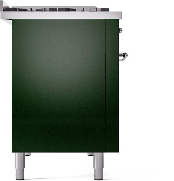 ILVE Nostalgie II 48" Dual Fuel Propane Gas Range in Emerald Green with Chrome Trim, UP48FNMPEGCLP